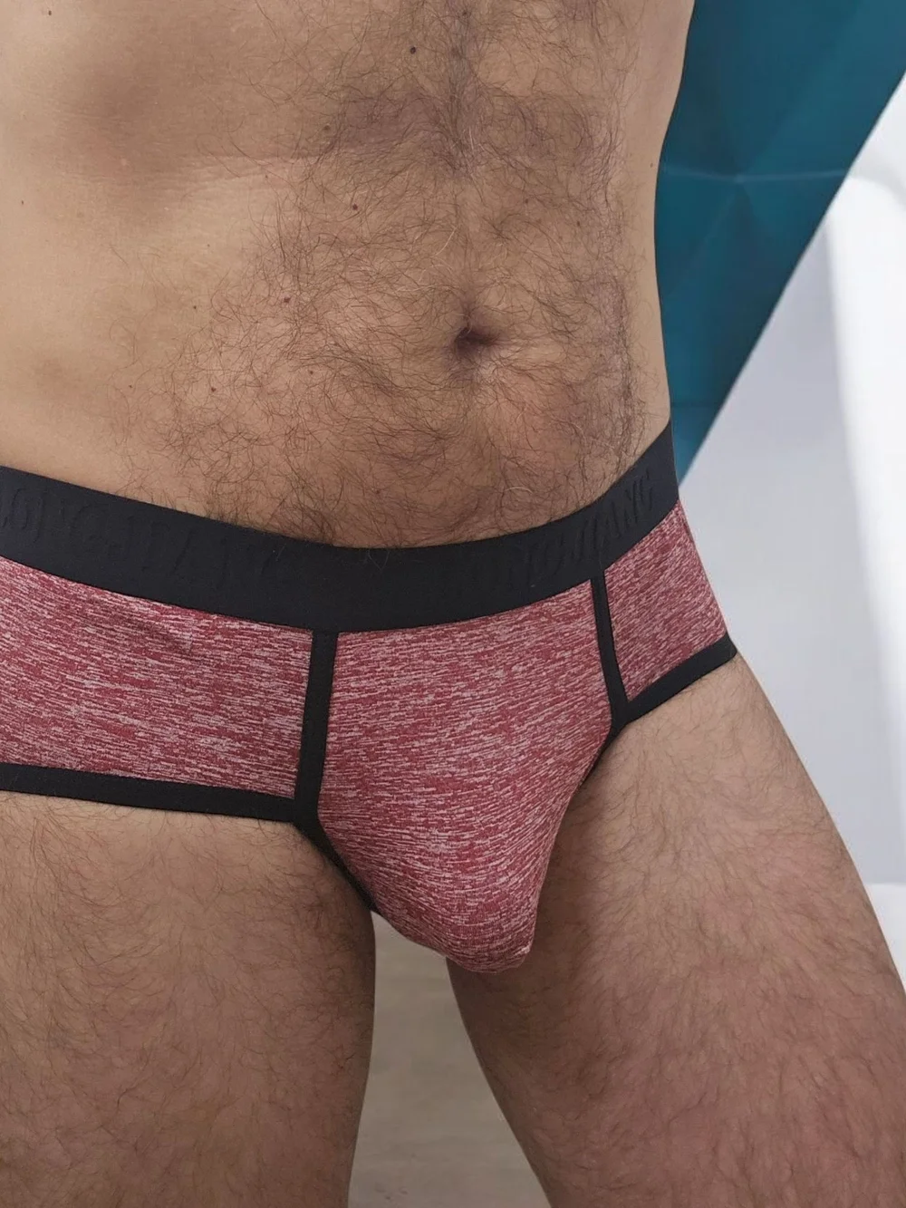 Men's Heather Red Briefs with Black Trim